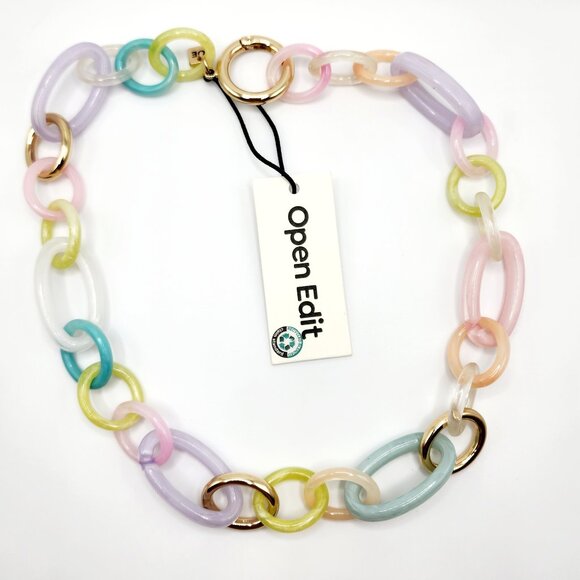 Open Edit Nordstrom Chunky Colorful Pastel Spring Link Necklace - Picture 1 of 6